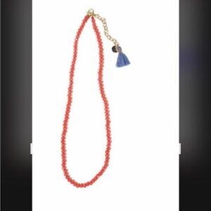 Coral crystal necklace with tassel